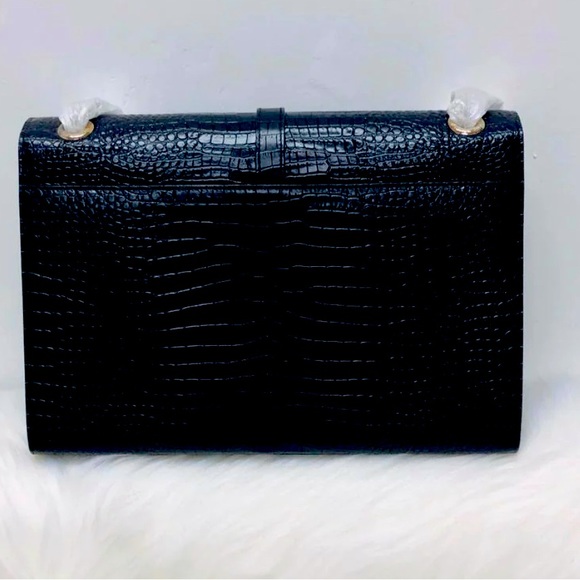 SAINT LAURENT Envelope Croc Embossed Black Leather - Picture 3 of 5